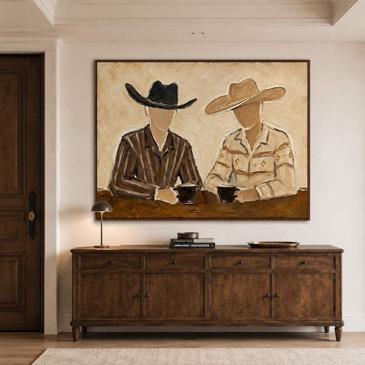 Coffee Break-Cowboy Duo Oil Painting