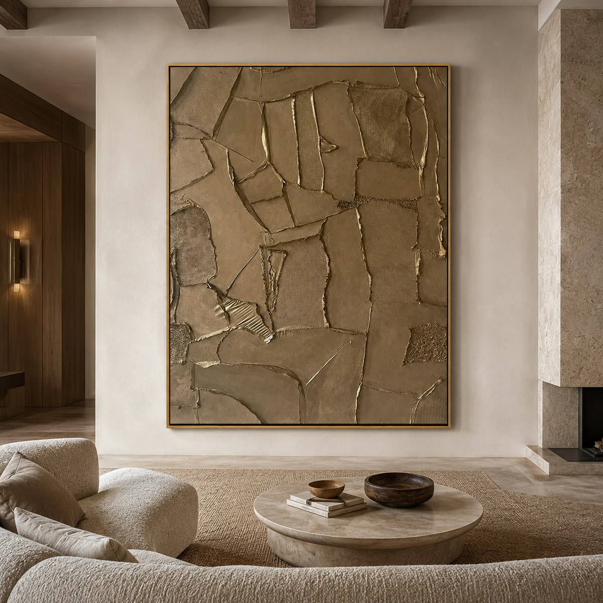 Bronze Mosaic-Metallic Textured Abstract Painting