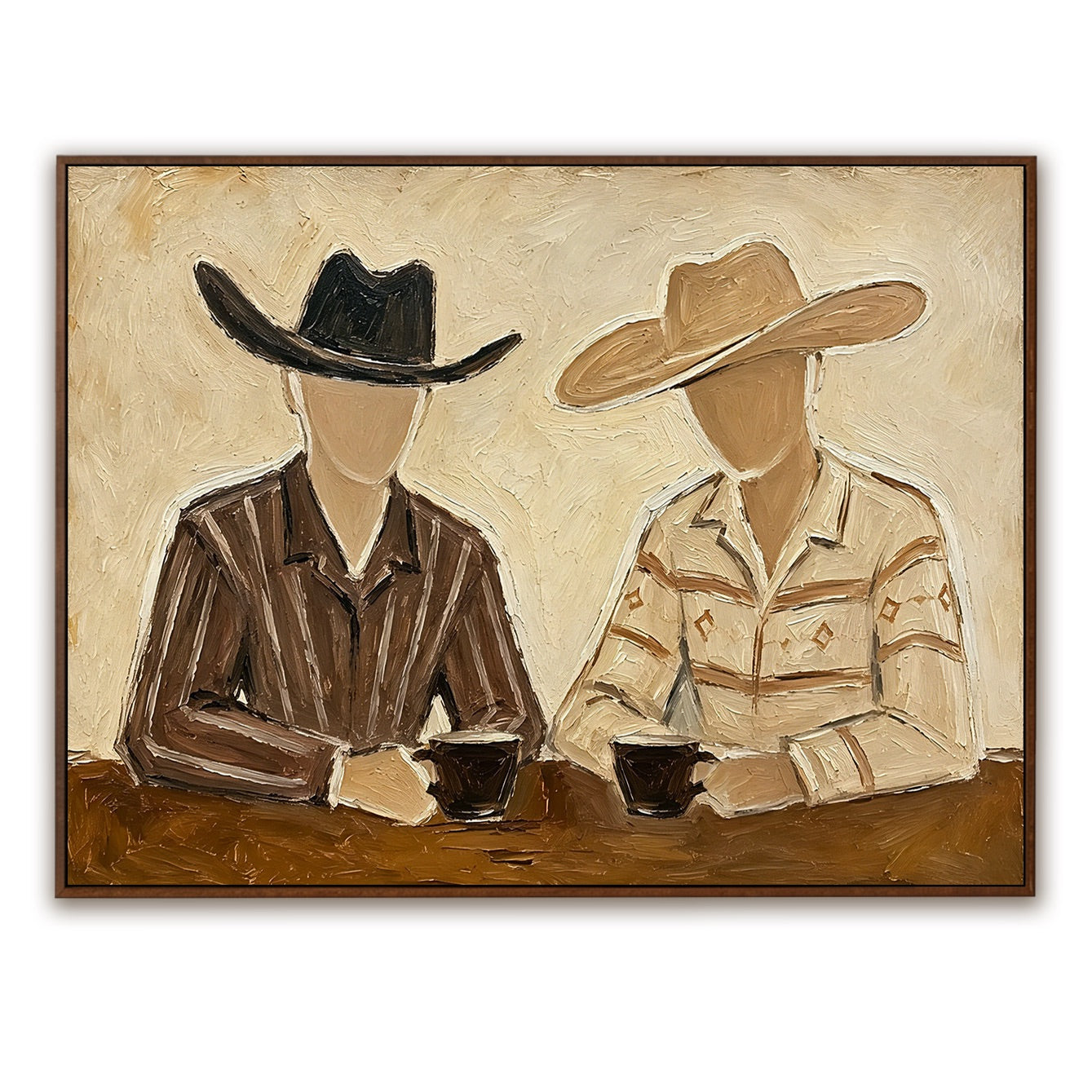 Coffee Break-Cowboy Duo Oil Painting