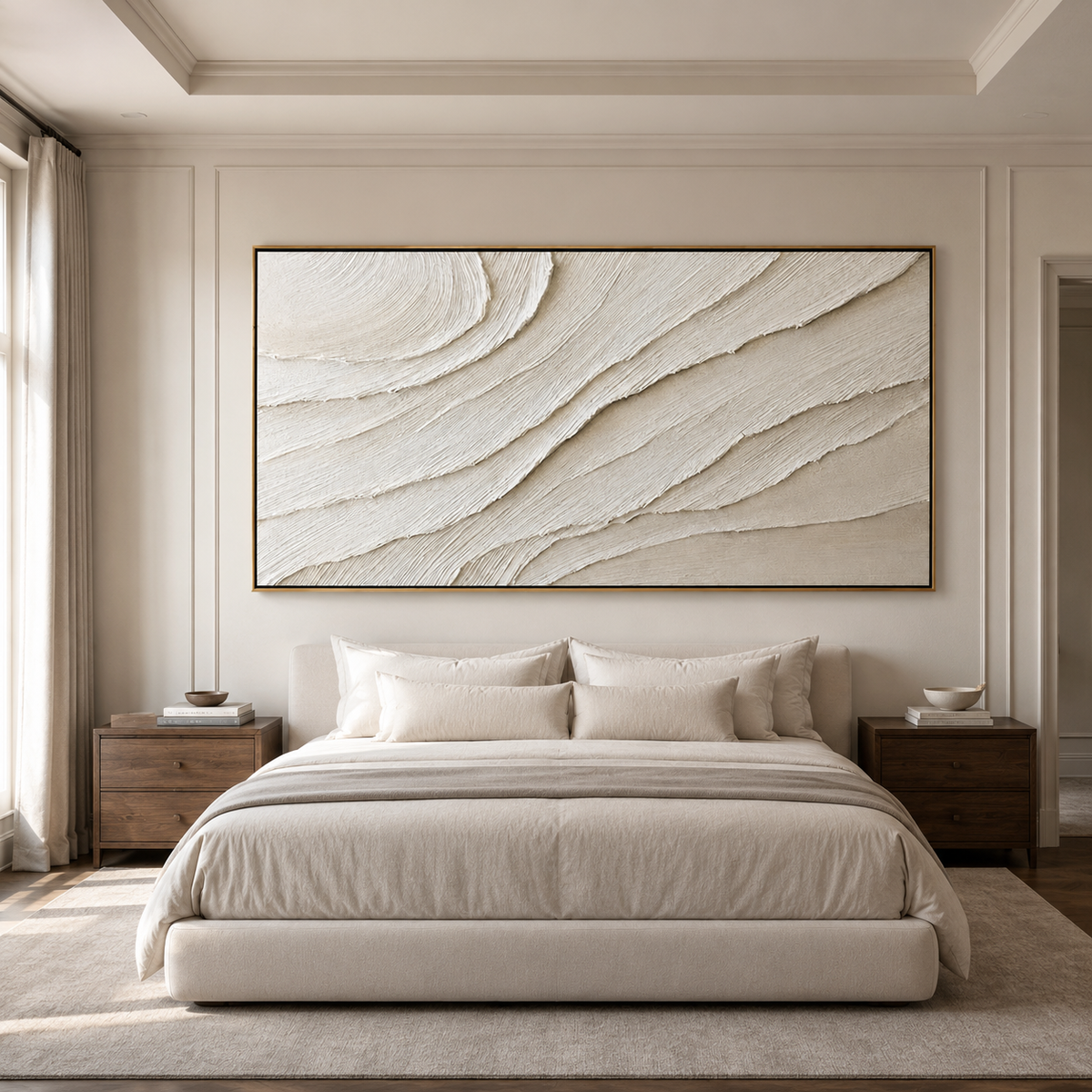 Quiet Strata-Ivory Textured Abstract Painting
