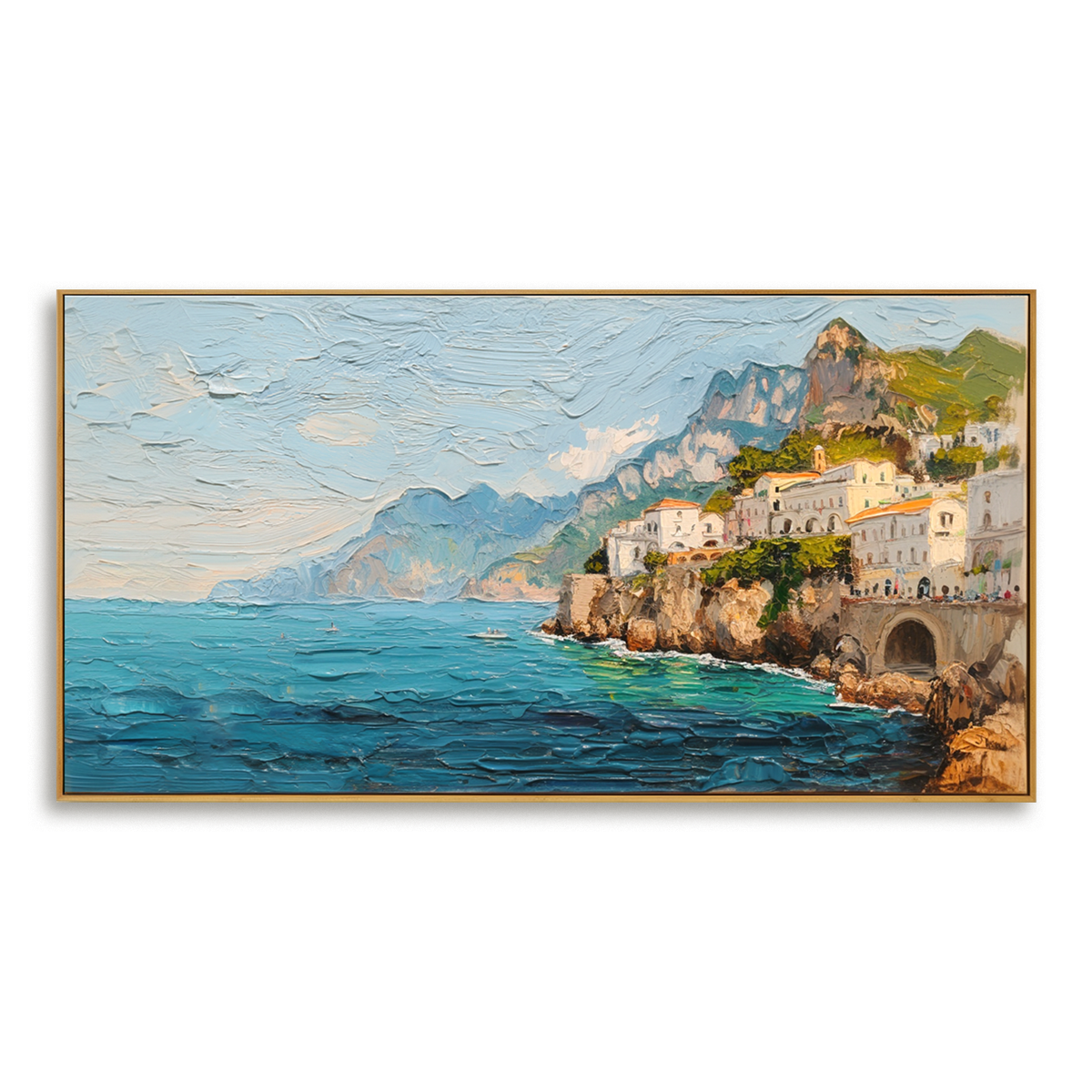 Amalfi Coastal Escape-Mediterranean Seaside Landscape Oil Painting