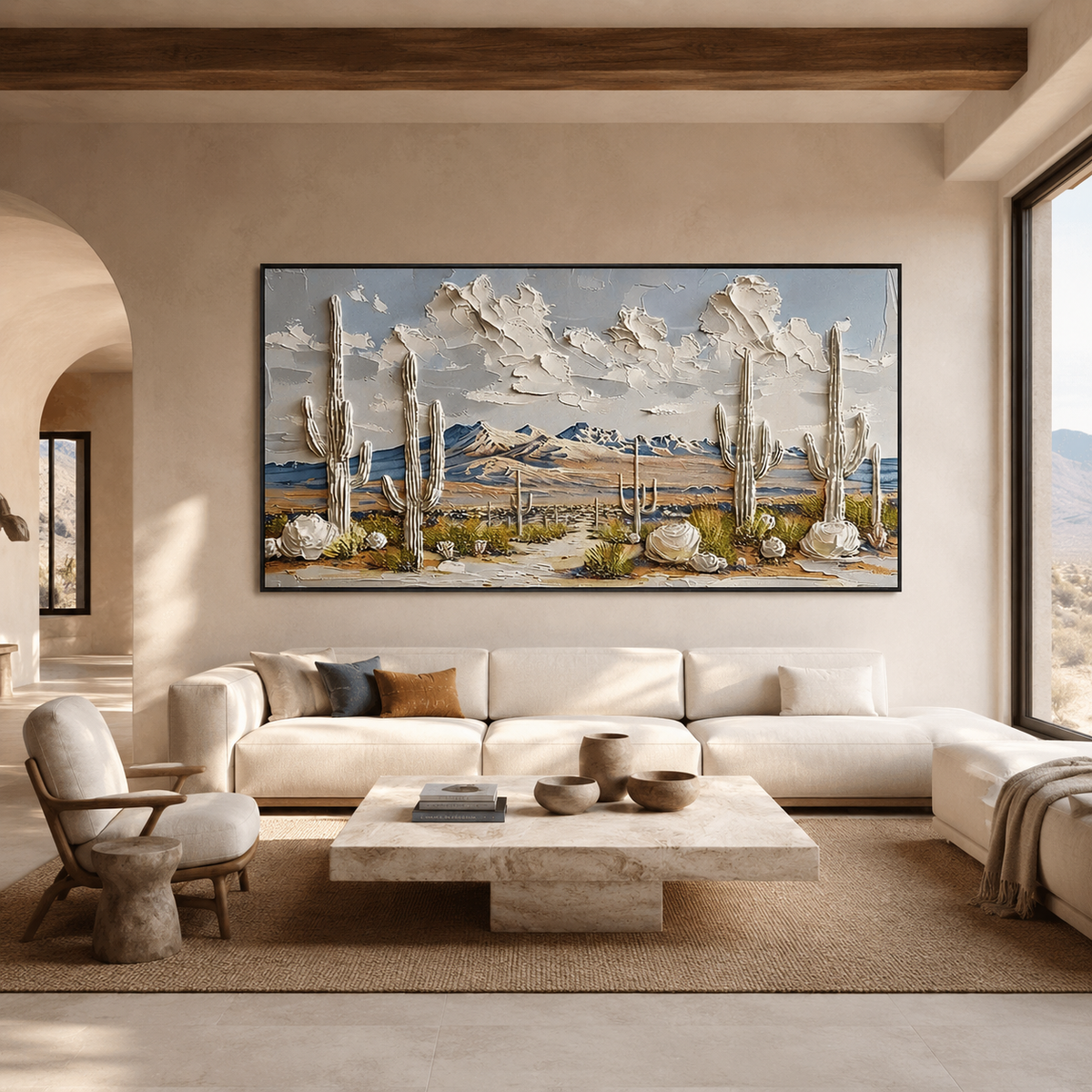 Desert Sentinels-Saguaro Mountain Landscape Painting