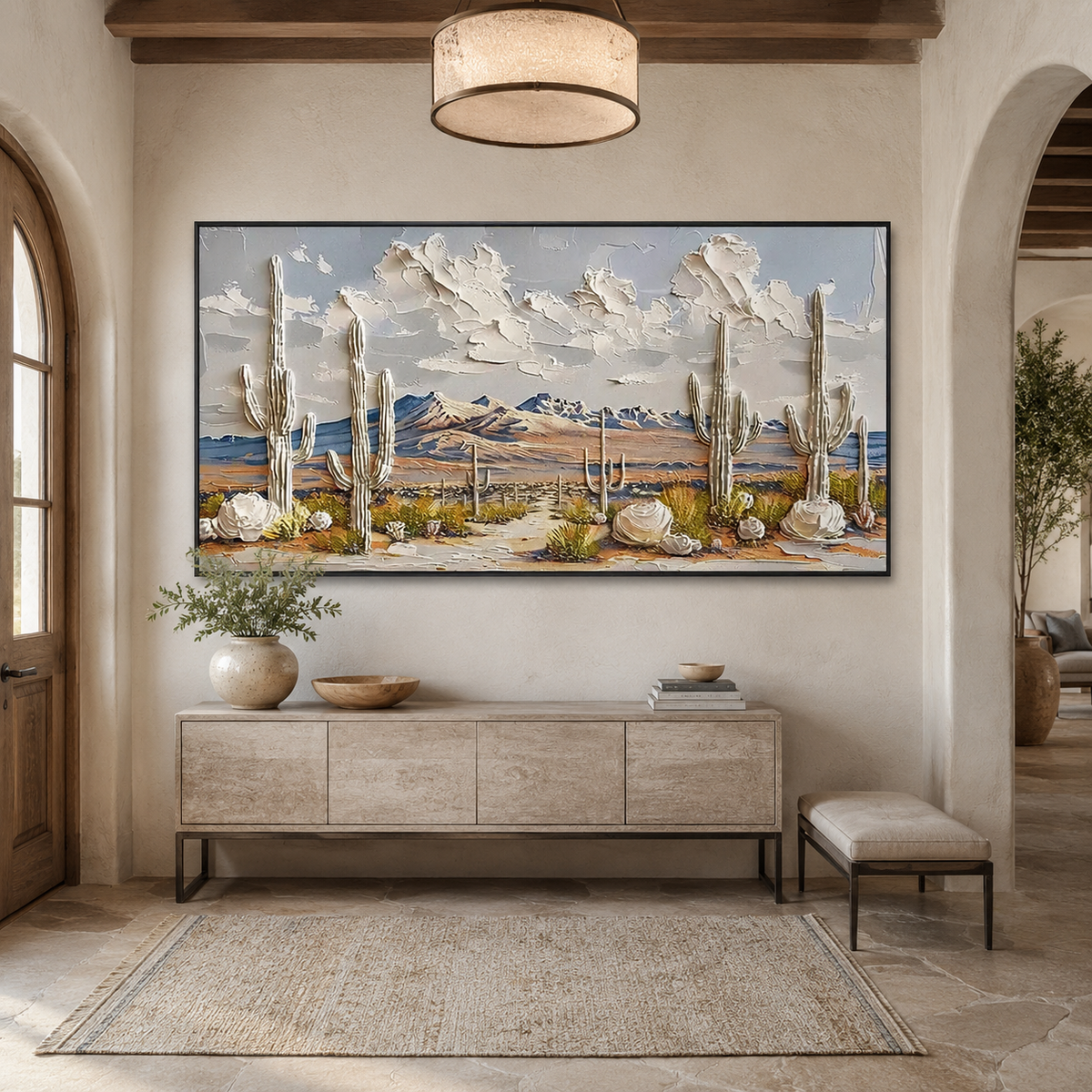 Desert Sentinels-Saguaro Mountain Landscape Painting