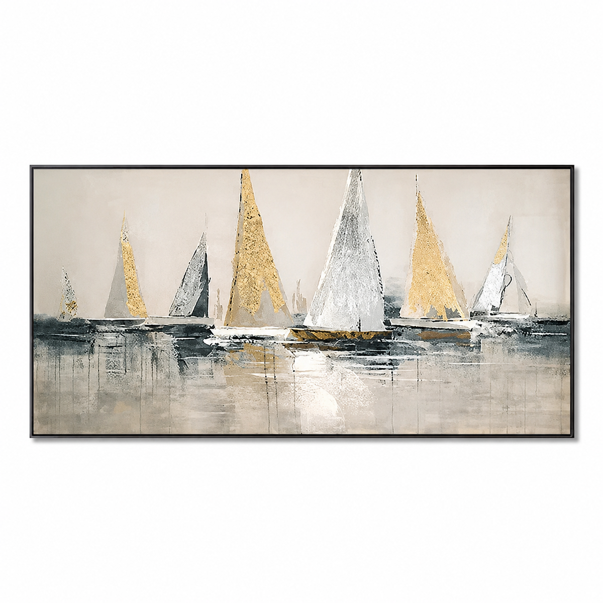Harbor Gleam-Gold Sailboat Painting