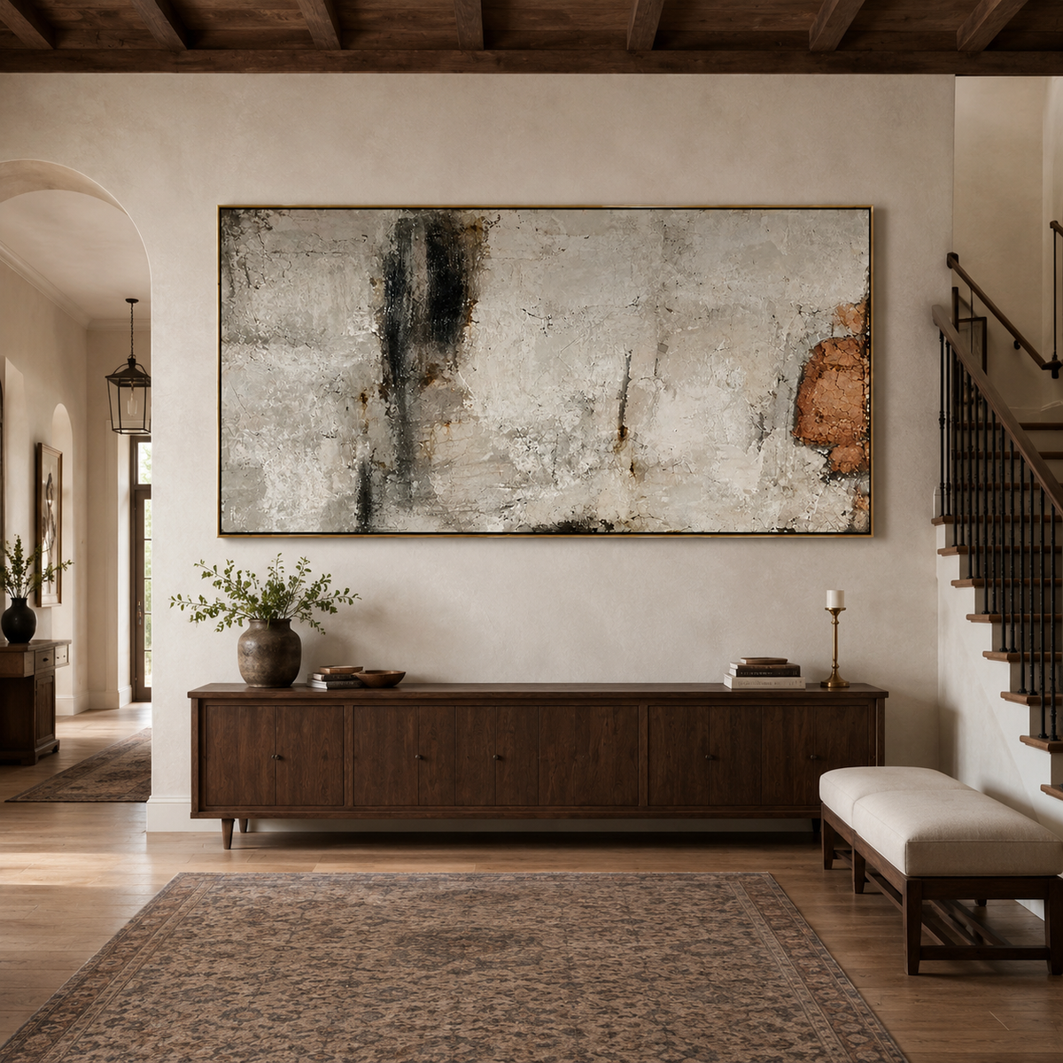 Weathered Silence-Neutral Rust Abstract Painting
