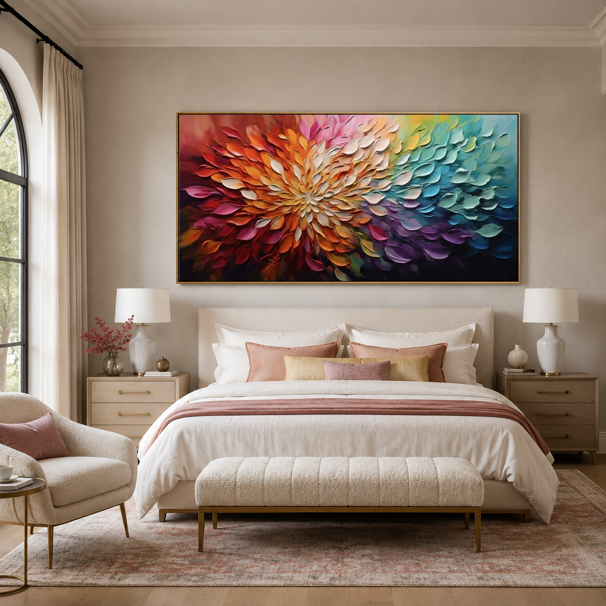 Prismatic Bloom-Colorful Impasto Flower Painting