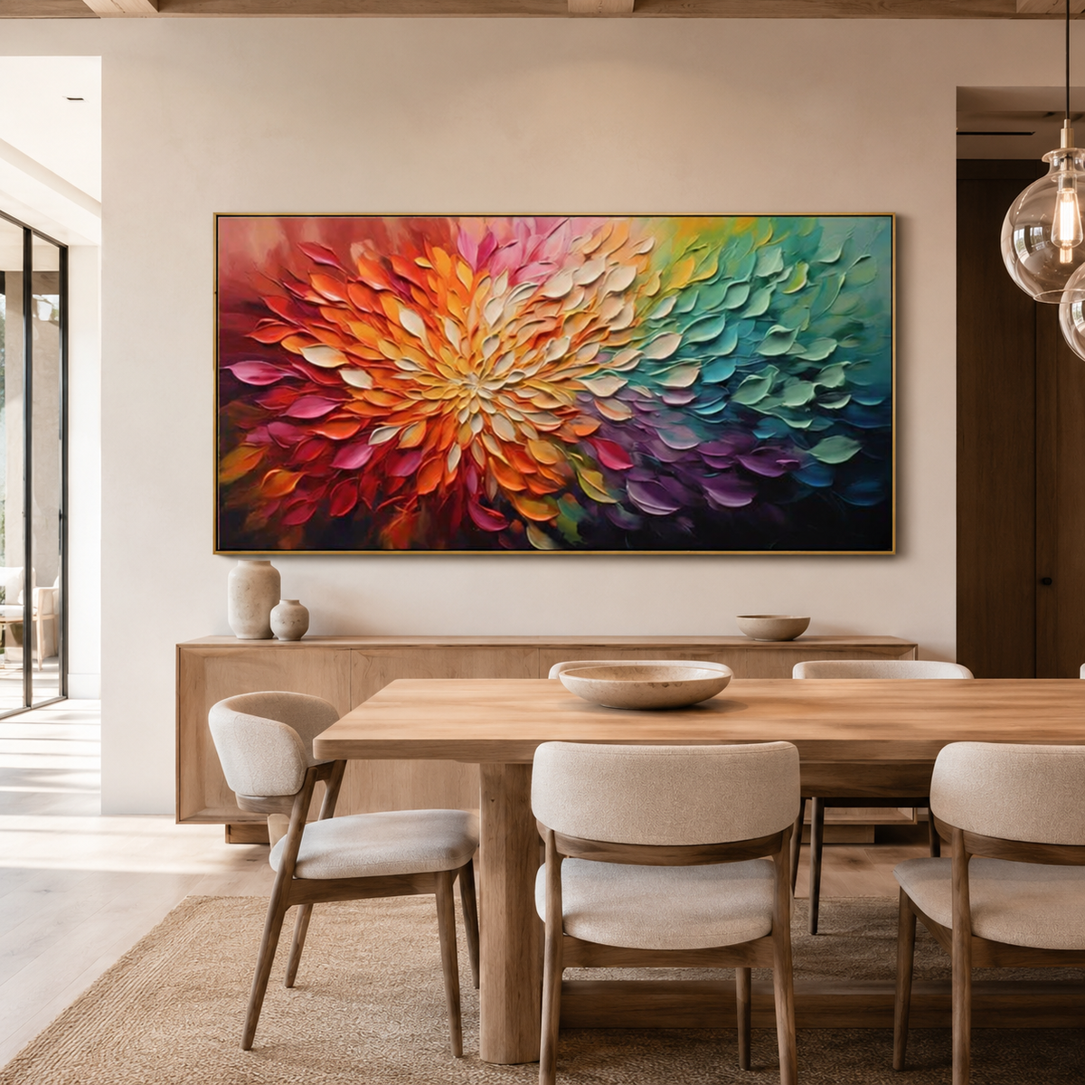 Prismatic Bloom-Colorful Impasto Flower Painting