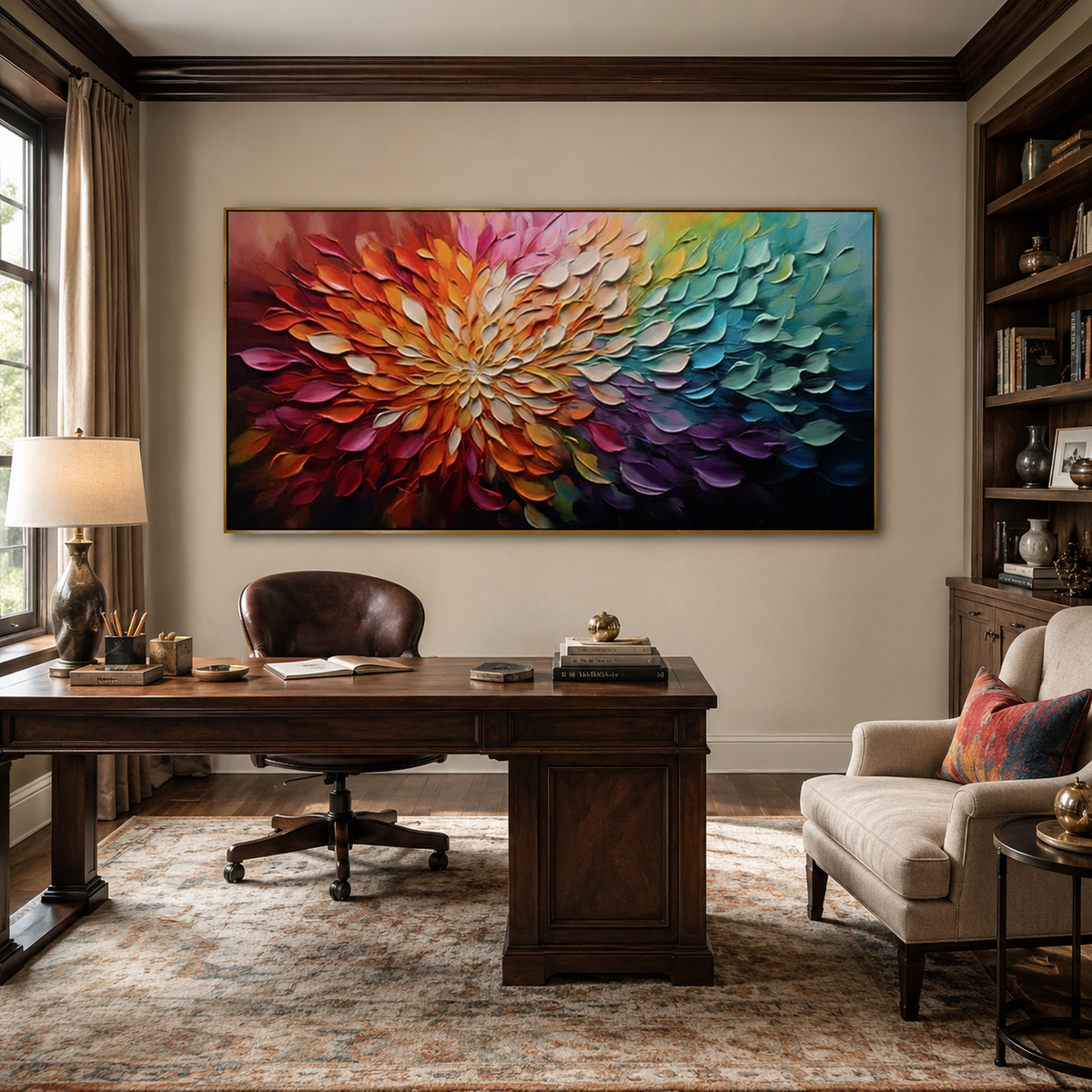 Prismatic Bloom-Colorful Impasto Flower Painting