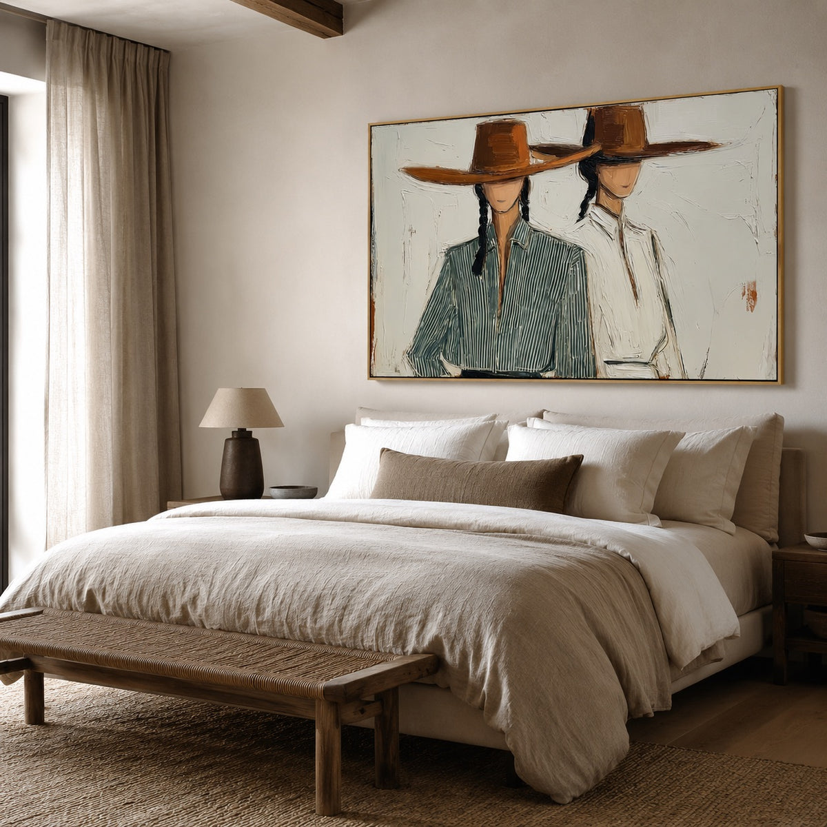 Mesa Pair-Western Women Oil Painting