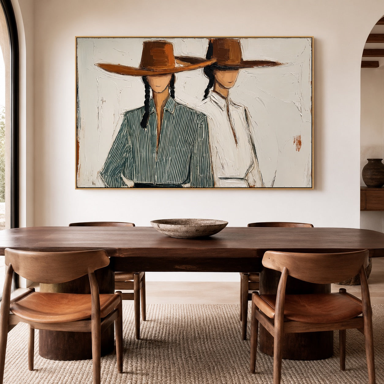 Mesa Pair-Western Women Oil Painting