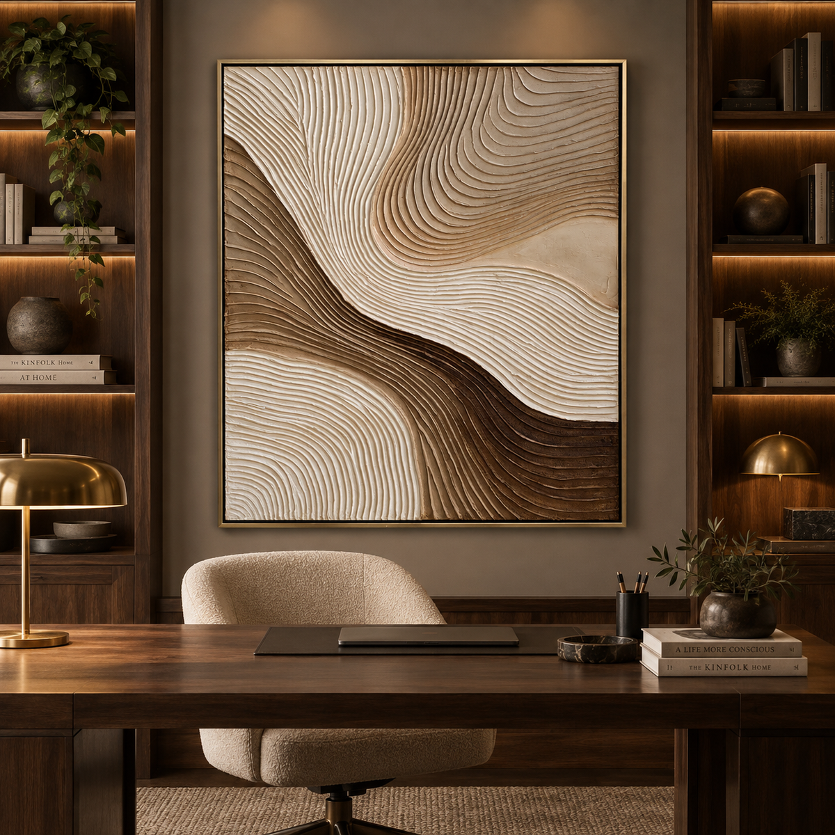 Flowing Sand-Neutral Texture Abstract Painting