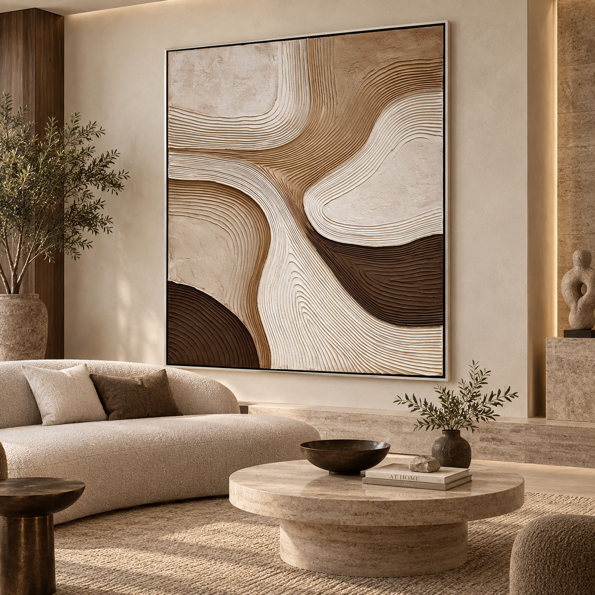 Organic Flow-Neutral Texture Abstract Painting