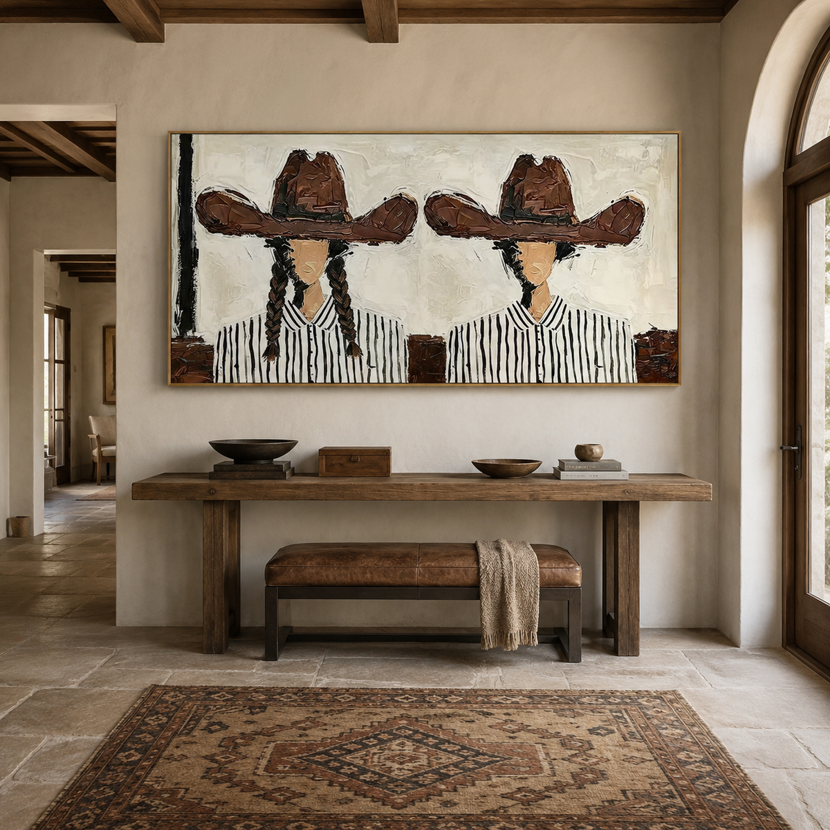 Western Sisters-Two Cowgirl Portrait Painting
