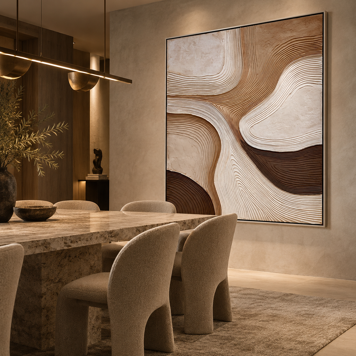 Organic Flow-Neutral Texture Abstract Painting