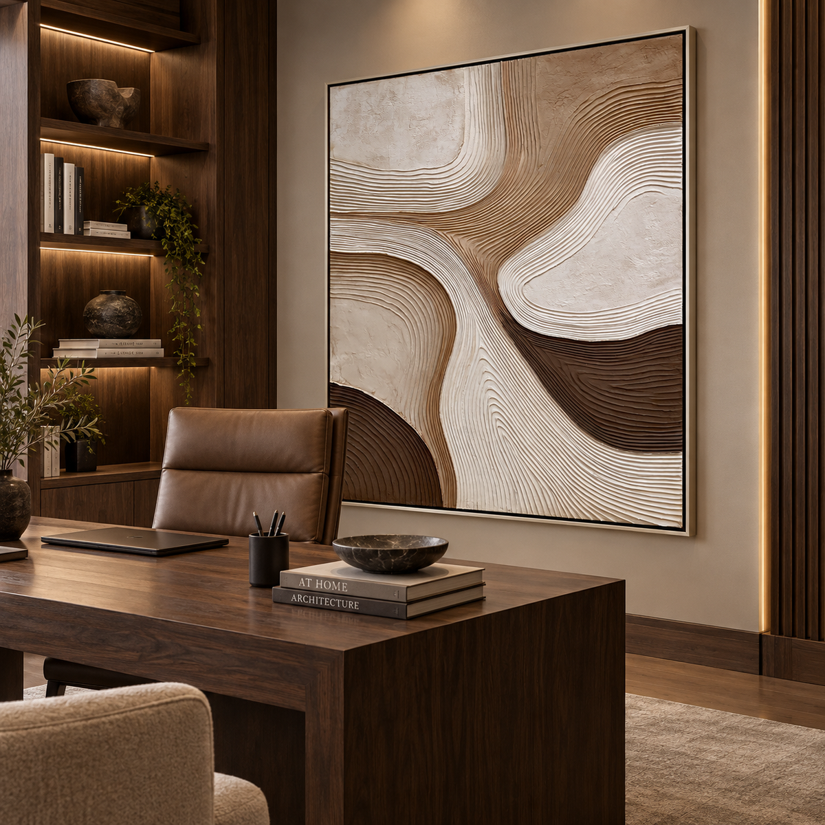 Organic Flow-Neutral Texture Abstract Painting