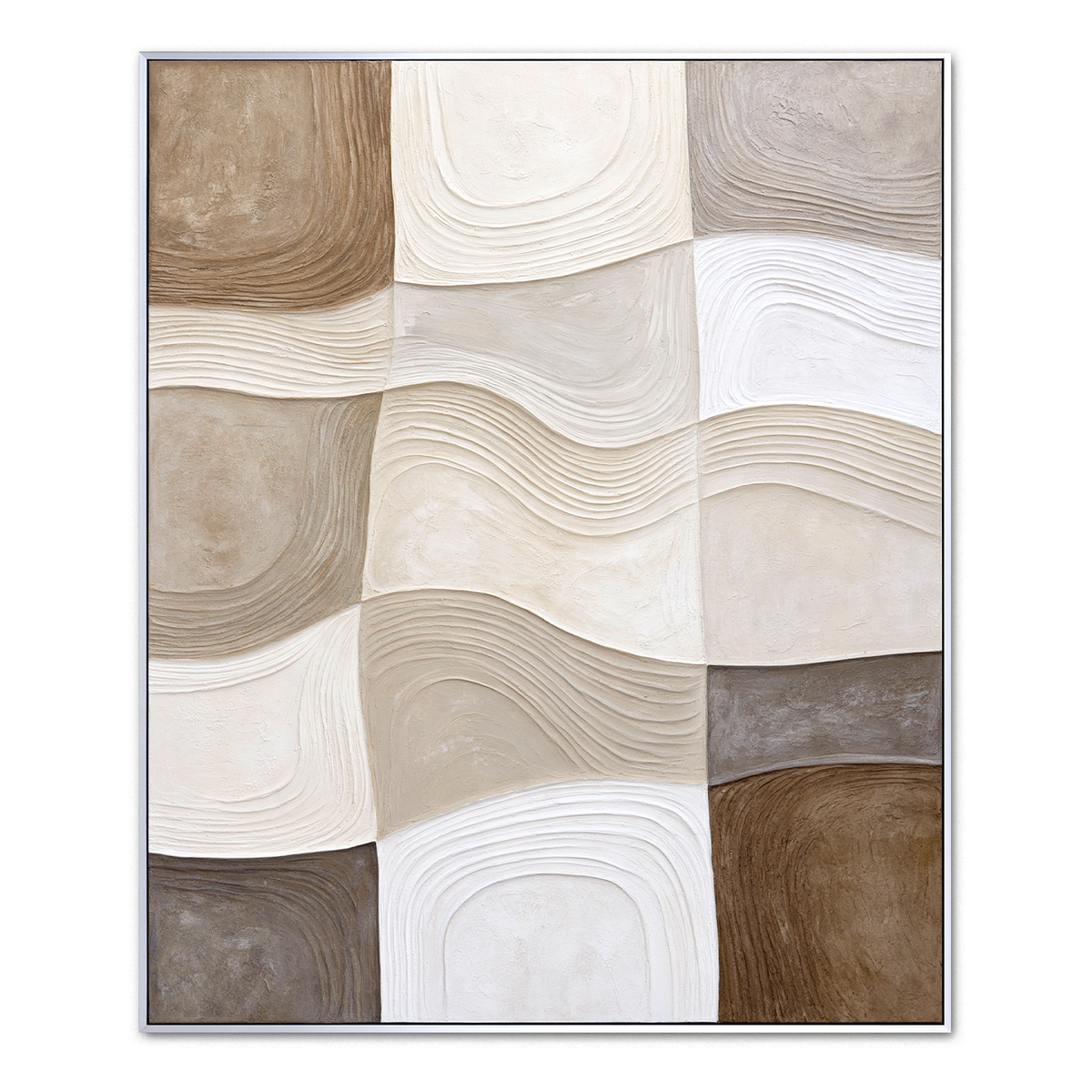 Neutral Grid-Textured Abstract Painting