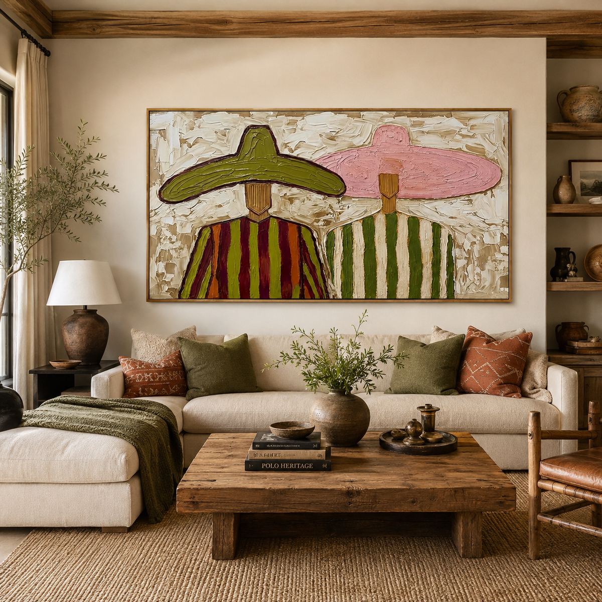 Desert Duo-Colorful Sombrero Portrait Painting