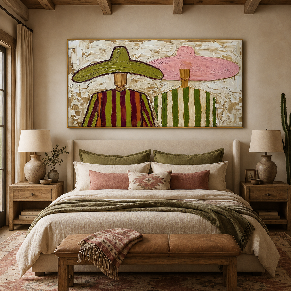 Desert Duo-Colorful Sombrero Portrait Painting