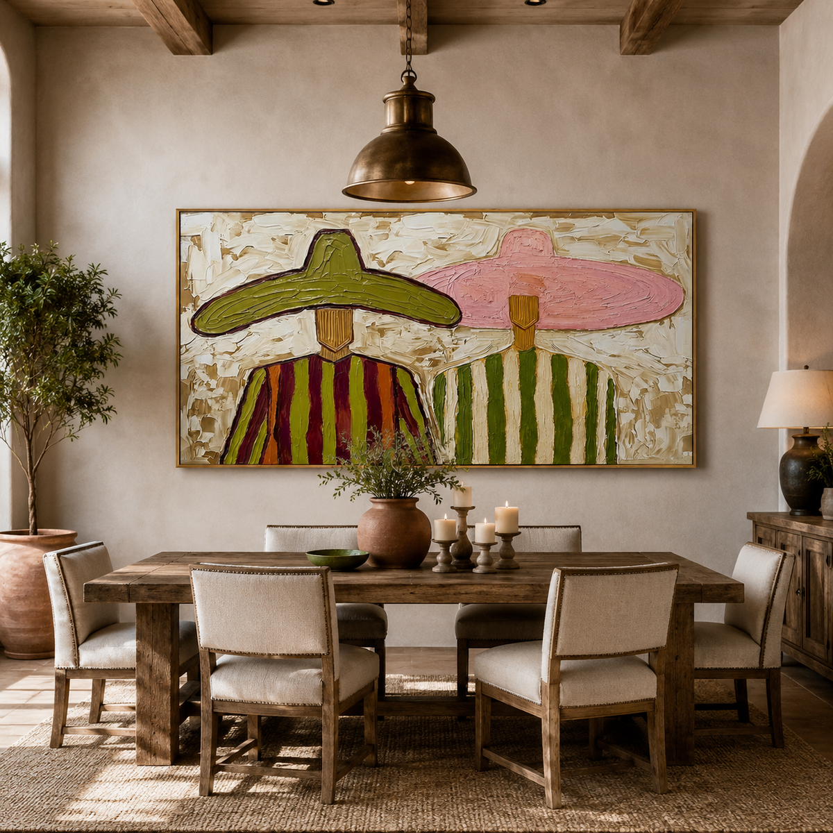Desert Duo-Colorful Sombrero Portrait Painting