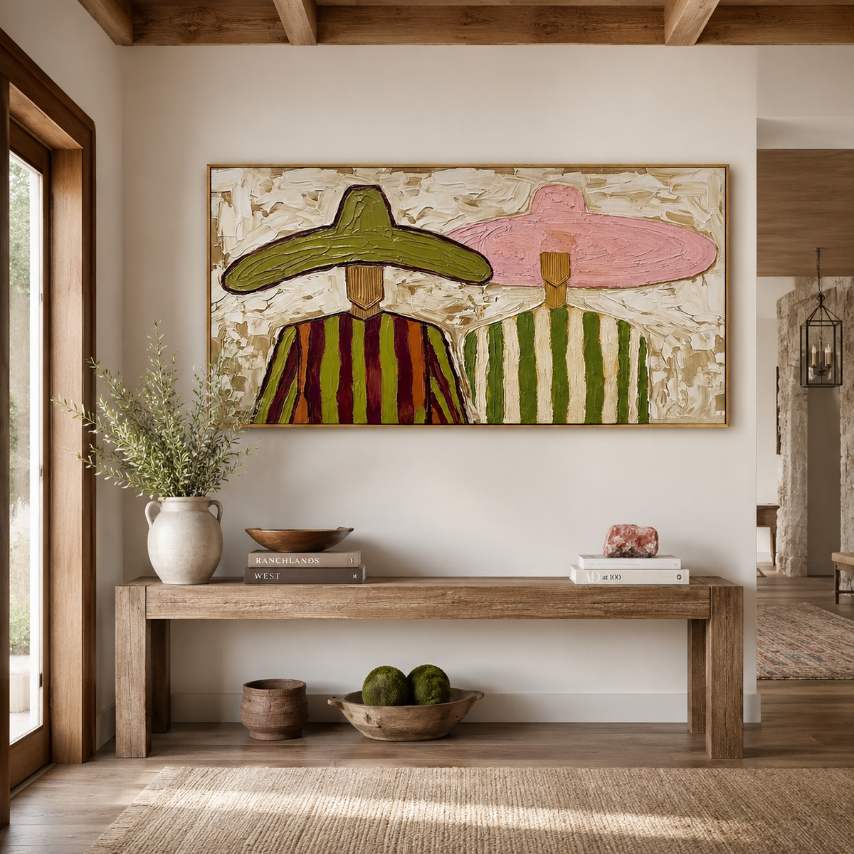 Desert Duo-Colorful Sombrero Portrait Painting