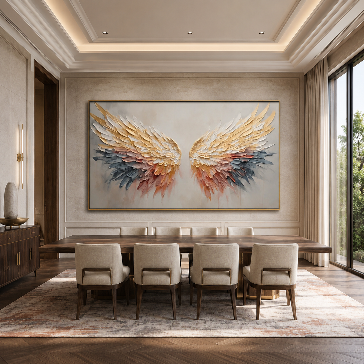 Radiant Ascension-Gold Blush Angel Wings Painting
