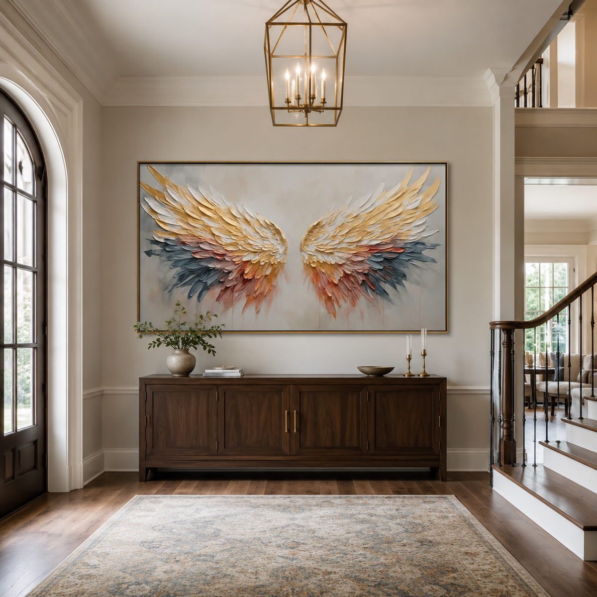 Radiant Ascension-Gold Blush Angel Wings Painting