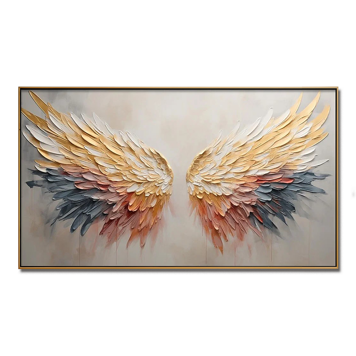 Radiant Ascension-Gold Blush Angel Wings Painting