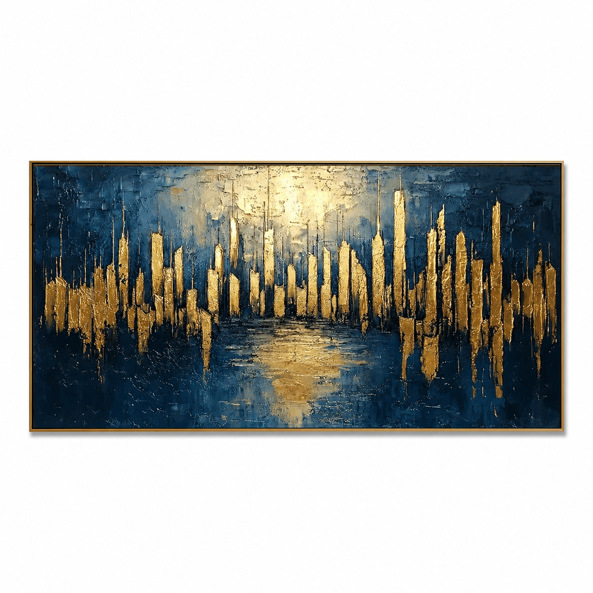 Golden Metropolis-Blue Gold Abstract Cityscape Painting