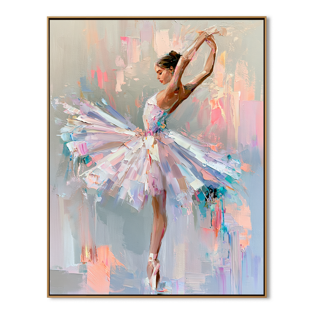 Pastel Ballet Grace-Ballerina Oil Painting
