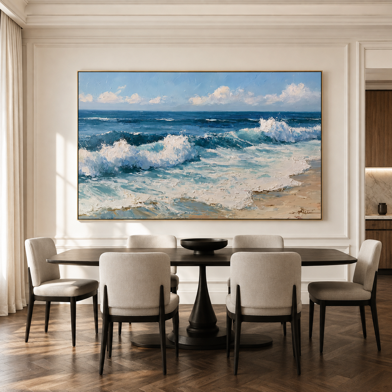 Shoreline Crest-Blue Breaking Waves Painting