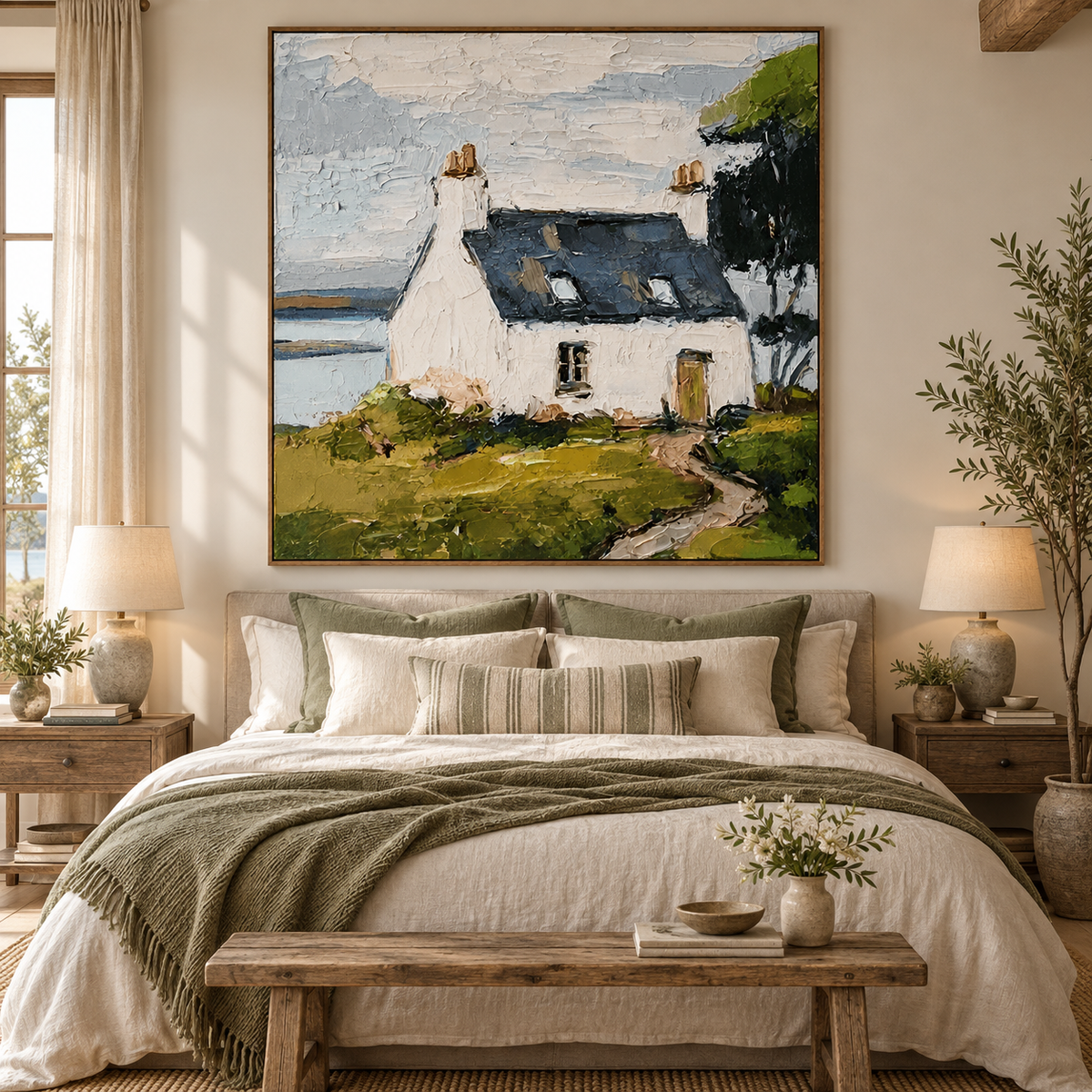 Harbor Cottage-Coastal Landscape Painting