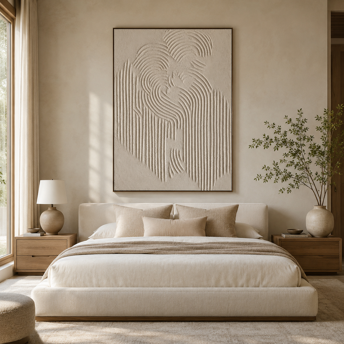 Ivory Flow Relief-Abstract Textured Wall Art