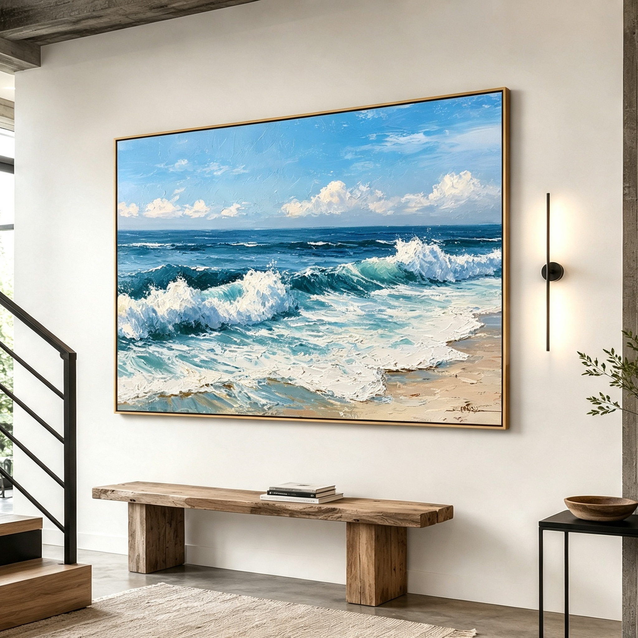 Shoreline Crest-Blue Breaking Waves Painting