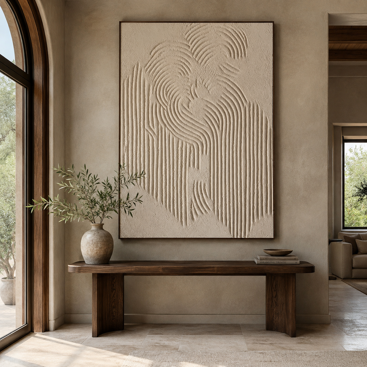 Ivory Flow Relief-Abstract Textured Wall Art