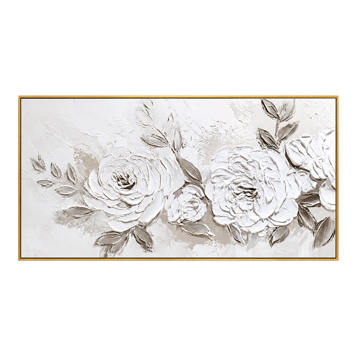 Ivory Petals-White Textured Floral Painting