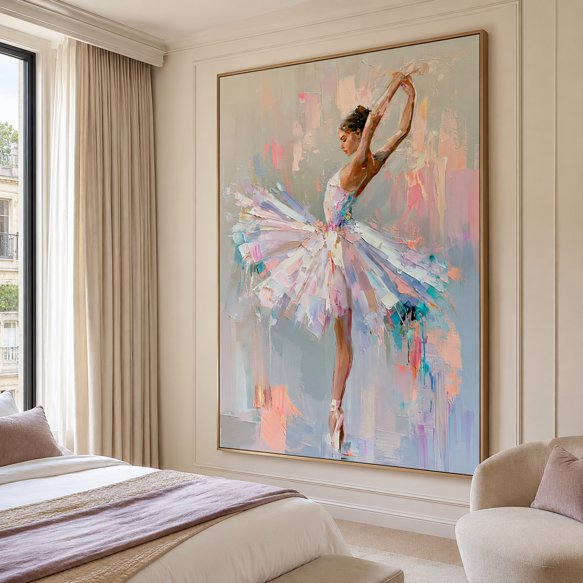 Pastel Ballet Grace-Ballerina Oil Painting