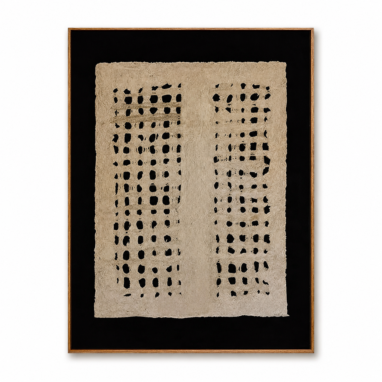 Ivory Grid-Textured Abstract Painting