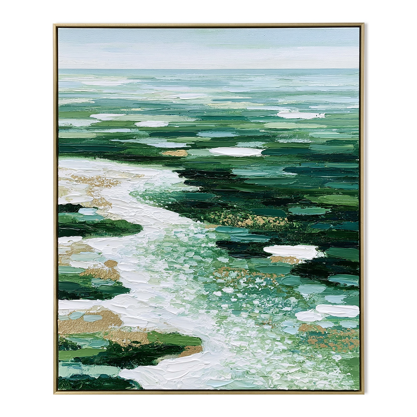 Emerald Tide-Green Coastal Abstract Painting