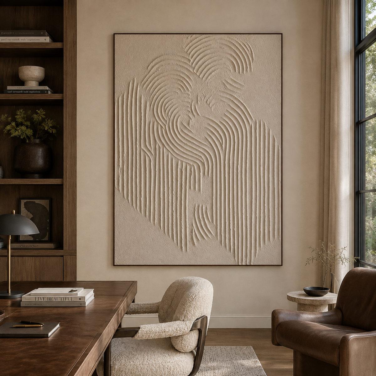 Ivory Flow Relief-Abstract Textured Wall Art