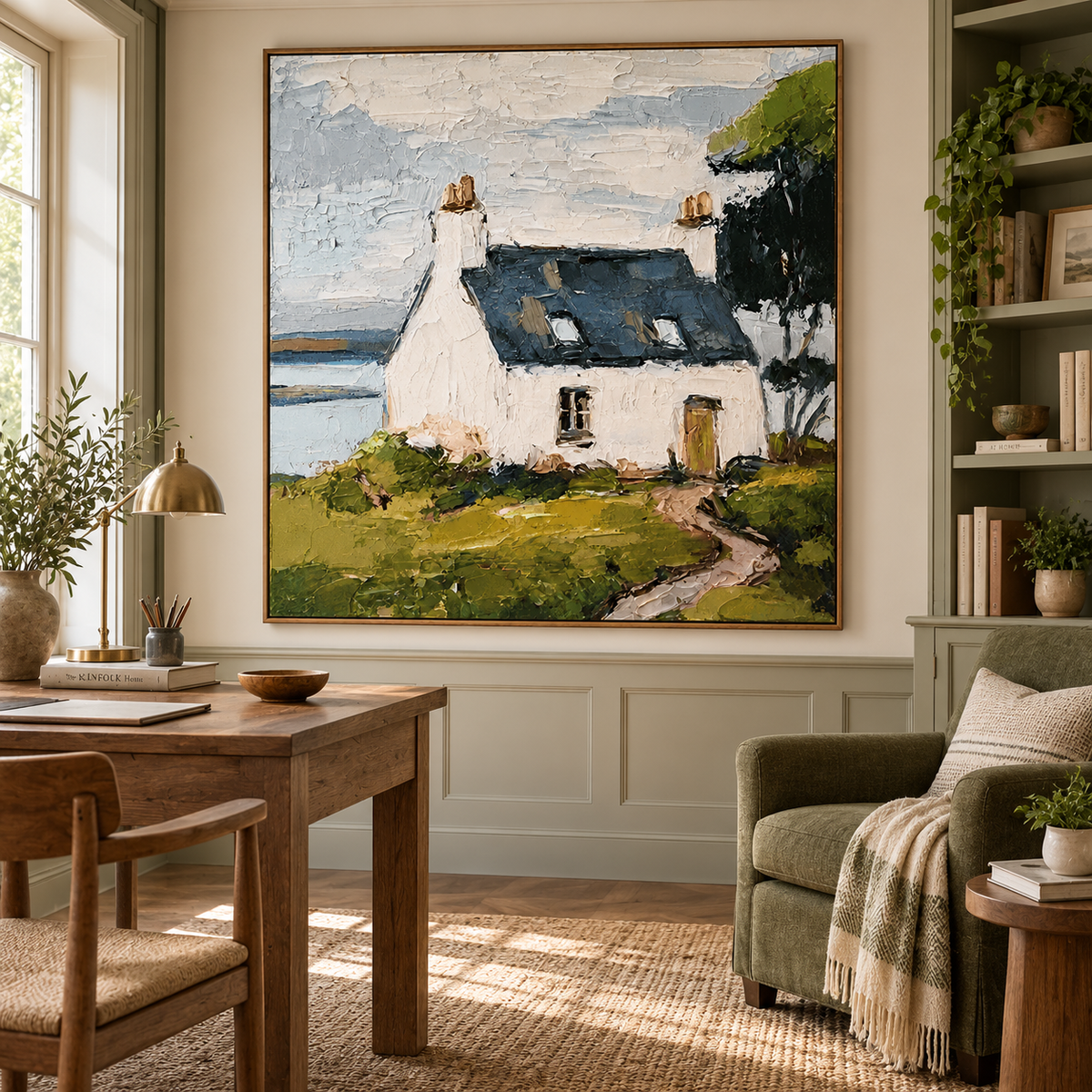 Harbor Cottage-Coastal Landscape Painting