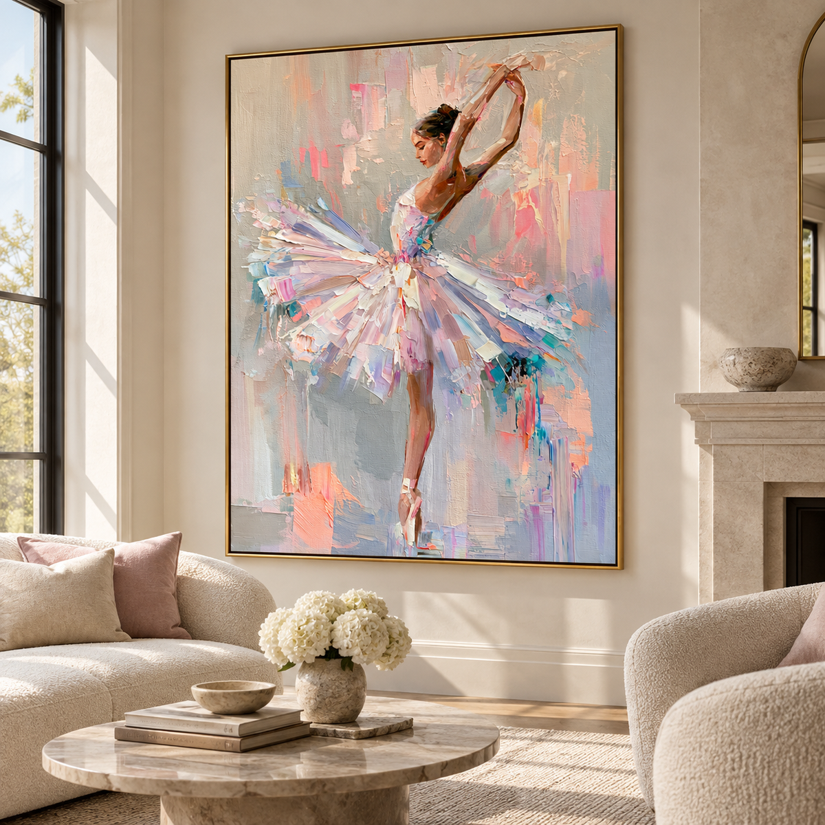 Pastel Ballet Grace-Ballerina Oil Painting