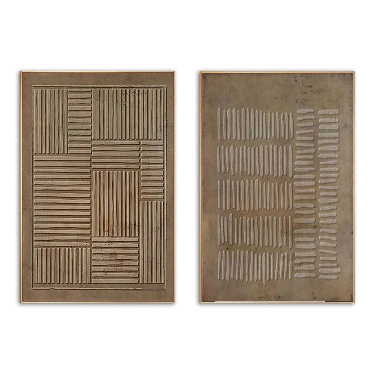 Linear Accord-Two Piece Geometric Relief Art