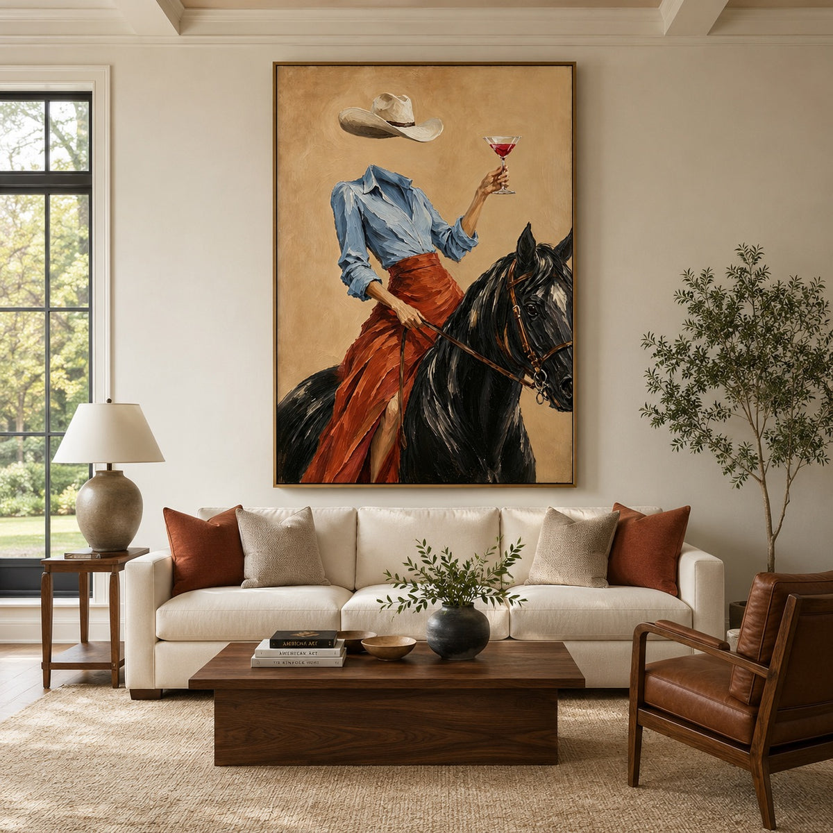 Saddle Toast-Cowgirl Horse Oil Painting