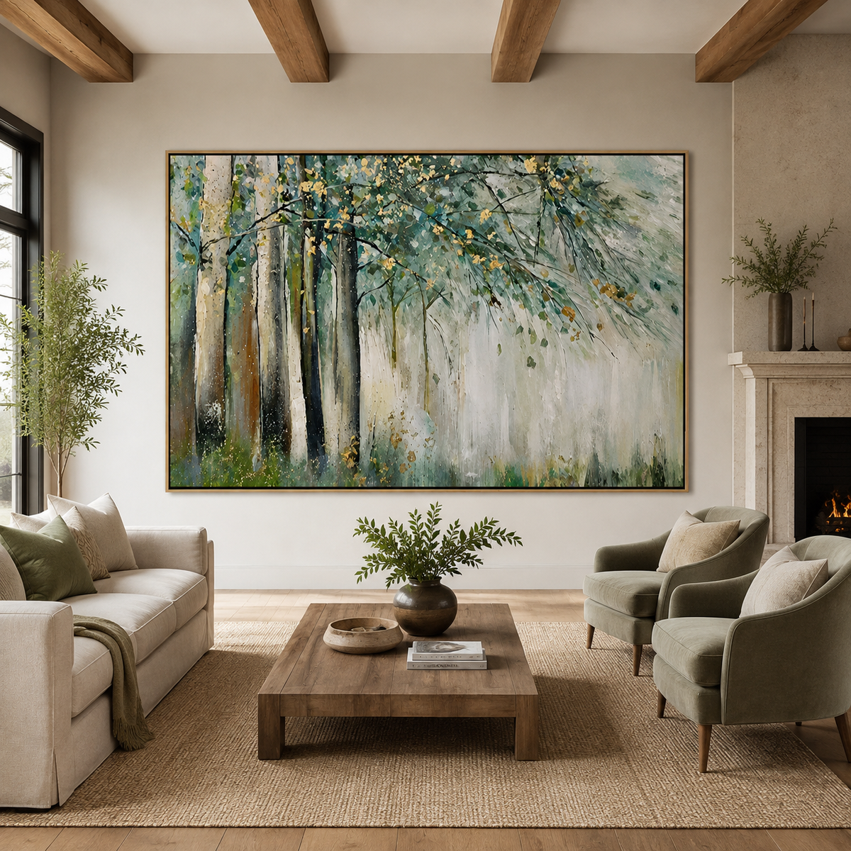 Golden Grove-Misty Forest Landscape Painting