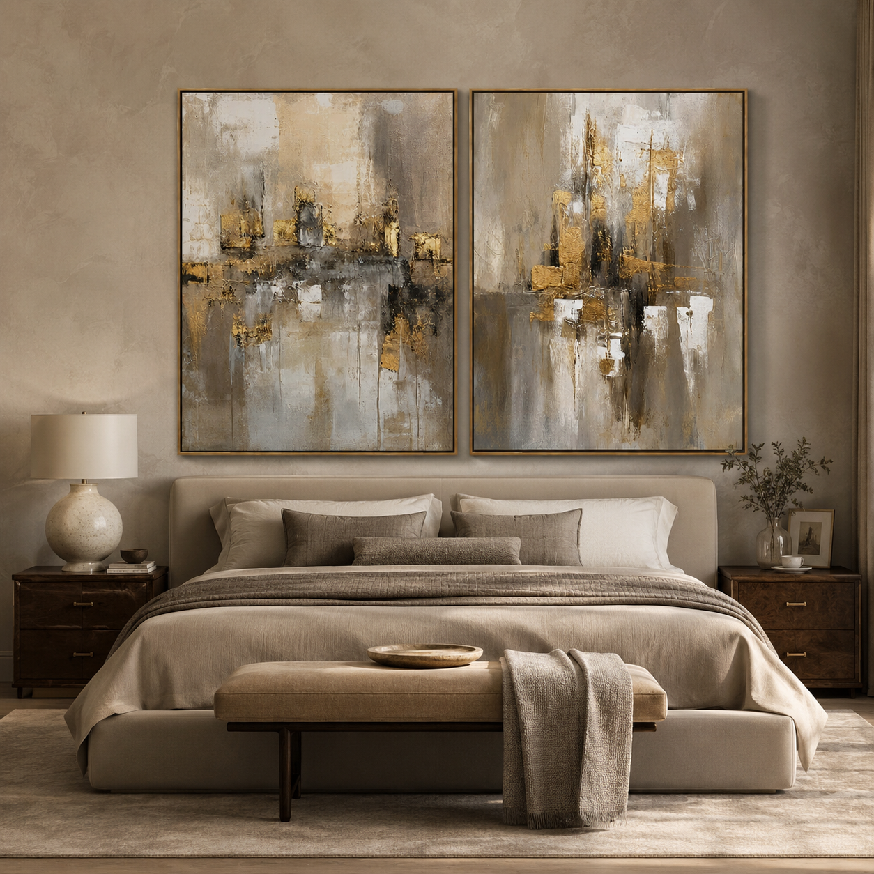 Golden Haze-Abstract Neutral Painting Set