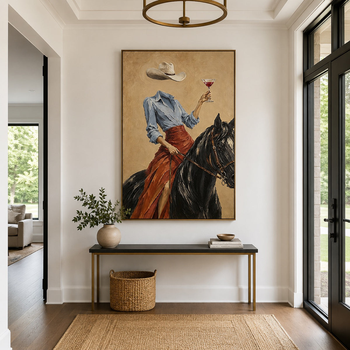 Saddle Toast-Cowgirl Horse Oil Painting