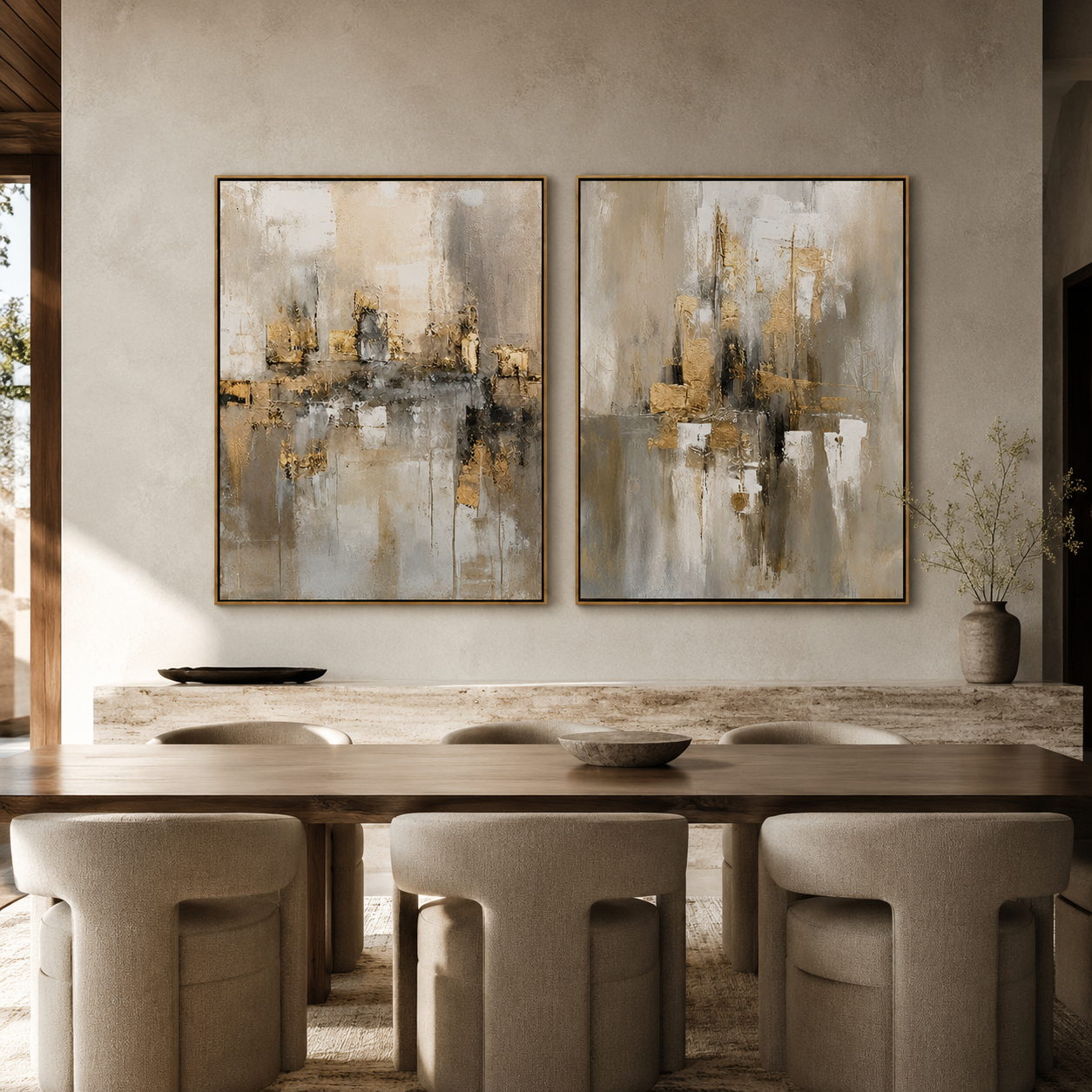 Golden Haze-Abstract Neutral Painting Set