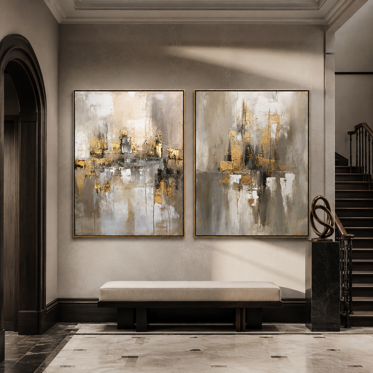 Golden Haze-Abstract Neutral Painting Set