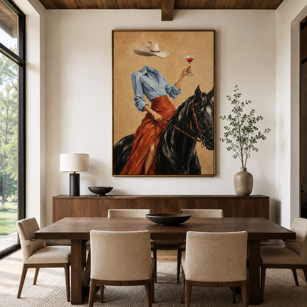 Saddle Toast-Cowgirl Horse Oil Painting