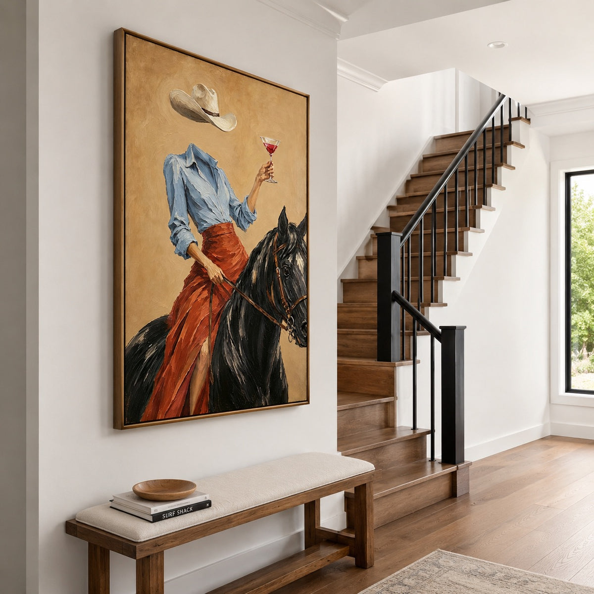 Saddle Toast-Cowgirl Horse Oil Painting